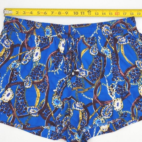 Lili Sport Shorts Size 3X Womens Blue Seaweed Graphic Print Rayon Drawstring - Picture 7 of 10